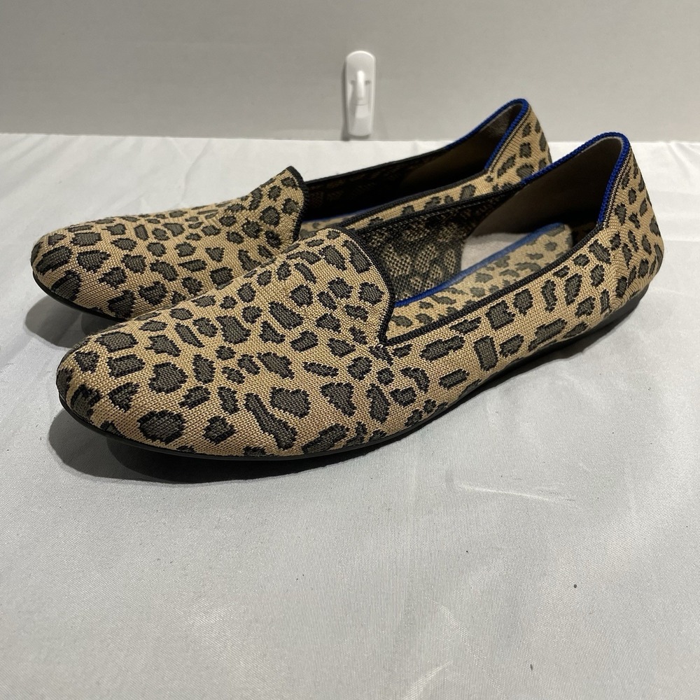 Rothys The Loafer Spotted Cat Leopard Print Flats Shoes Womens 11 Brown Black
